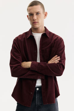 H&M - Men Red Regular Fit Corduroy Shirt