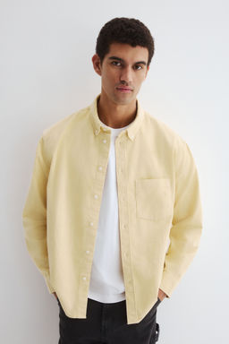 H&M - Men Yellow Regular Fit Corduroy Shirt