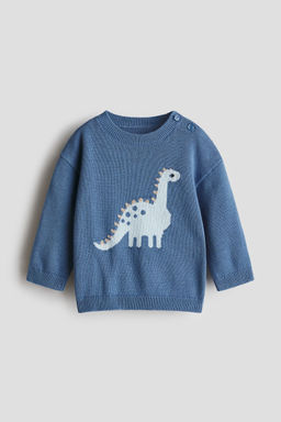 H&M - Boys Blue Jacquard-Knit Cotton Jumper