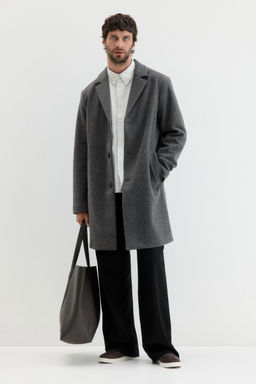 H&M - Men Grey Single-Breasted Coat