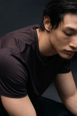 H&M - Men Brown Mesh Sports T-Shirt With Drymove