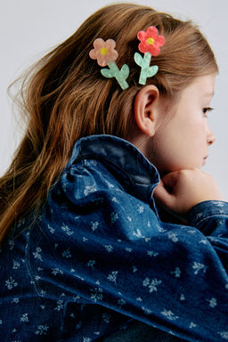 H&M - Girls Green 2-Pack Applique AND Hair Clips