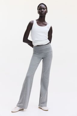 H&M - Women Grey Foldover-Waist Cotton Trousers