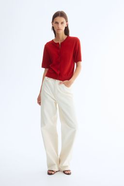 H&M - Women Red Short-Sleeved Cardigan