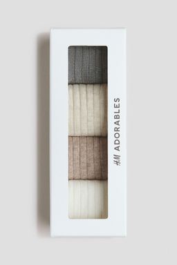 H&M - Boys Beige 4-Pack Rib-Knit Socks