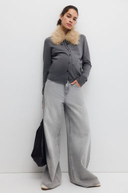 H&M - Women Grey MAMA Collared Cardigan