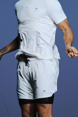 H&M - Men White Double-Layered Sports Shorts With Drymove