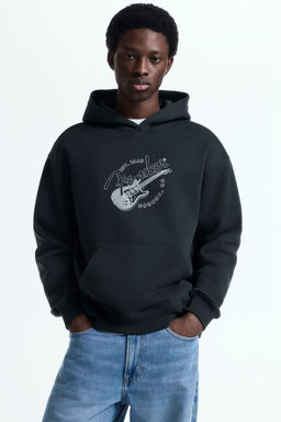 H&M - Men Grey Loose Fit Printed Hoodie