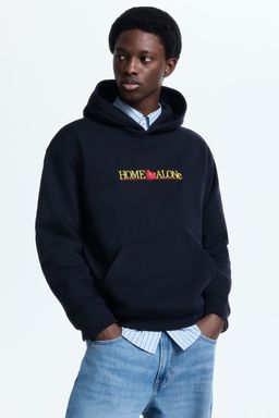 H&M - Men Grey Loose Fit Printed Hoodie
