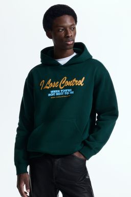 H&M - Men Grey Loose Fit Printed Hoodie