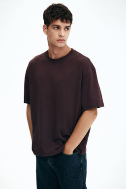 H&M - Men Purple Loose Fit T-Shirt