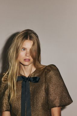 H&M - Women Gold Puff-Sleeved Top