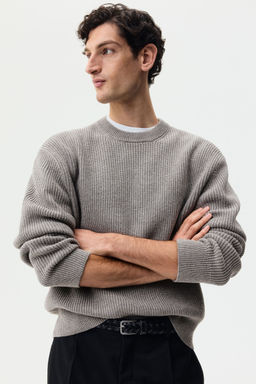 H&M - Men Grey Relaxed Fit Knitted Jumper