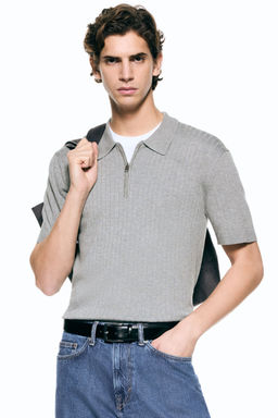 H&M - Men Grey Slim Fit Polo Shirt