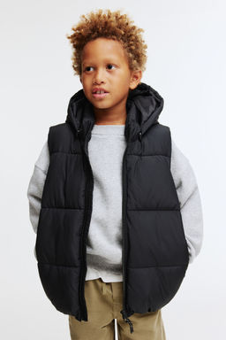 H&M - Boys Black Hooded Puffer Gilet