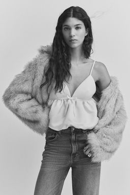 H&M - Women White Bubble-Hem Strappy Top