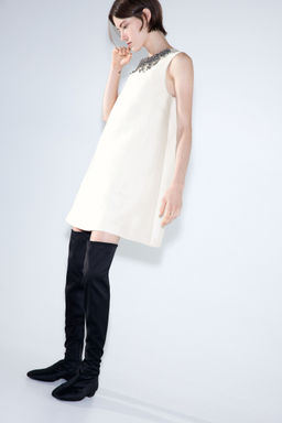 H&M - Women White Embellished A-Line Dress