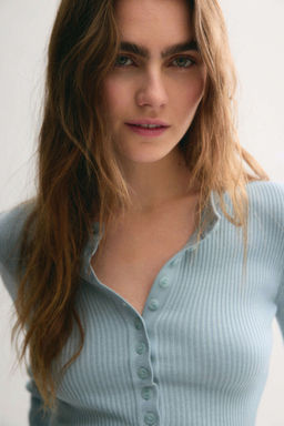 H&M - Women Turquoise Rib-Knit Top