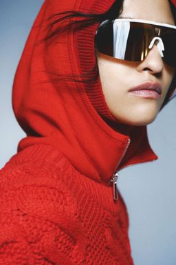 H&M - Women Red Rib-Knit Balaclava
