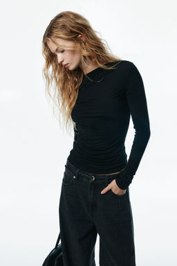 H&M - Women Black Draped Viscose Top