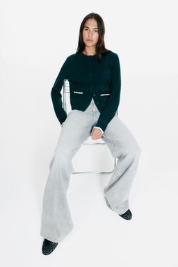 H&M - Women Green Cable-Knit Cardigan