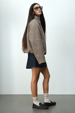 H&M - Women Beige Collared Bomber Jacket