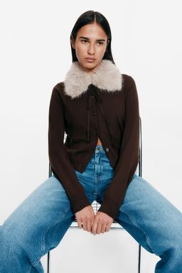 H&M - Women Brown Collared Cardigan