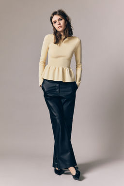 H&M - Women Yellow Knitted Peplum Top