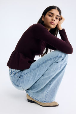 H&M - Women Red Knitted Peplum Top