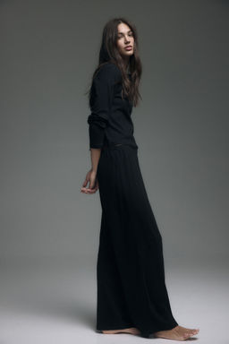 H&M - Women Black Pointelle-Knit Pyjamas