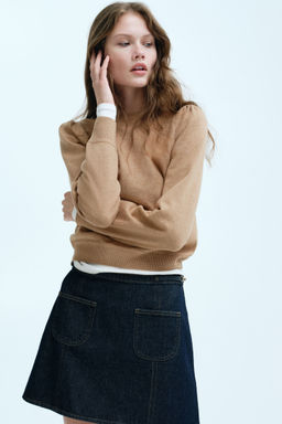H&M - Women Beige Puff-Sleeved Jumper