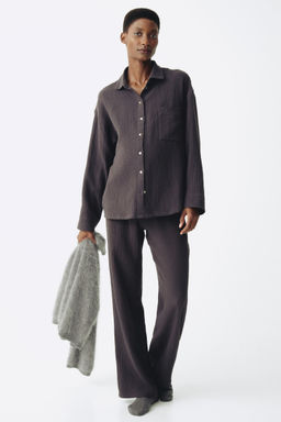 H&M - Women Grey MAMA Cotton Muslin Pyjamas