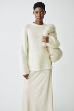 H&M - Women White MAMA Mohair-Blend Jumper