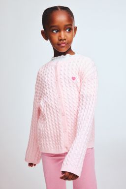 H&M - Girls Pink Cable-Knit Cardigan