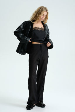 H&M - Women Black Lace-Trimmed Pyjama Bottoms