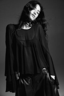 H&M - Women Black Flounced Blouse