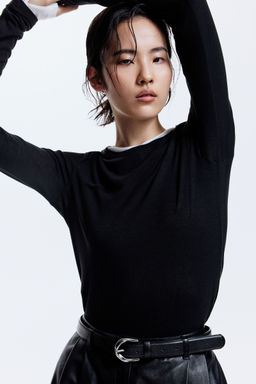 H&M - Women Black Wool-Blend Top
