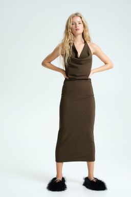 H&M - Women Green Draped Halterneck Dress