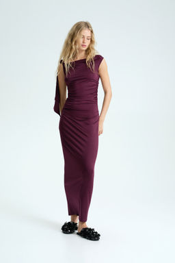 H&M - Women Purple Draped One-Shoulder Dress