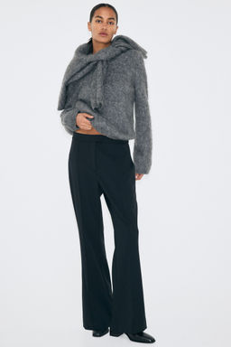 H&M - Women Black Bootcut Crease-Front Trousers