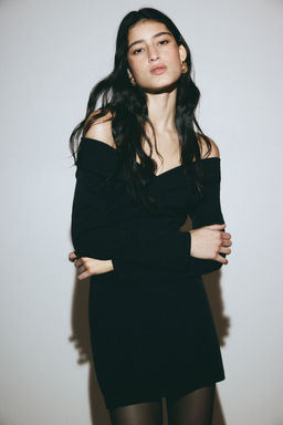 H&M - Women Black Off-The-Shoulder Wrap Dress