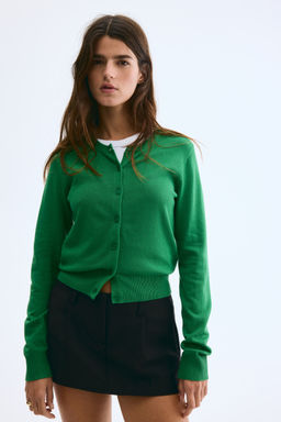 H&M - Women Green Fine-Knit Cardigan