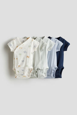 H&M - White 5-Pack Cotton Bodysuits