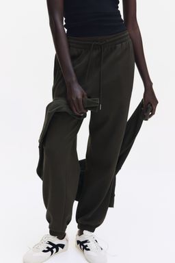 H&M - Women Green Cotton-Blend Sweatpants