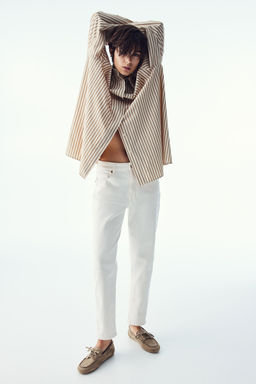 H&M - Women White Tape High-Waist Ankle Jeans