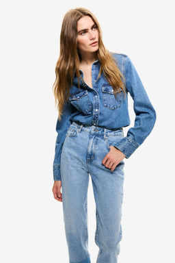 H&M - Women Blue Tape High-Waist Ankle Jeans