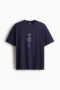 H&M - Men Blue Loose Fit Printed T-Shirt