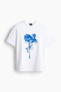 H&M - Men Blue Loose Fit Printed T-Shirt