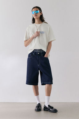 H&M - Men Blue Loose Fit Printed T-Shirt