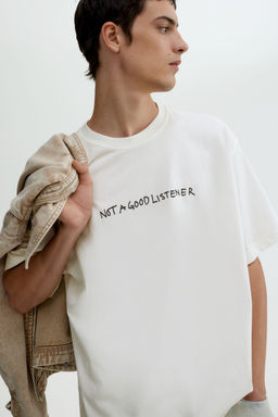 H&M - Men Blue Loose Fit Printed T-Shirt